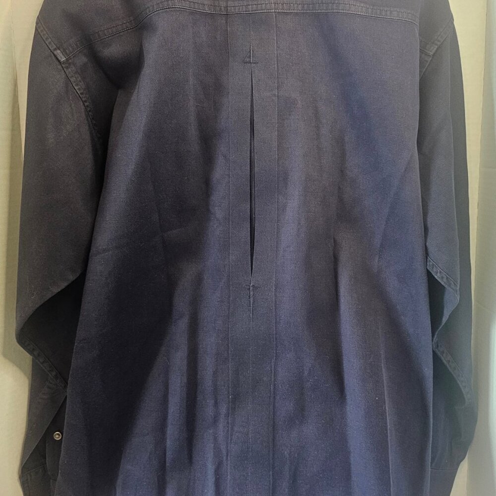 King Ranch Navy Twill Shirt Button Up Long Sleeve Rancher Cowboy Rodeo Men SZ‎ L - Picture 3 of 7